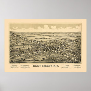 Poster West Chazy, NY Carte panoramique - 1899