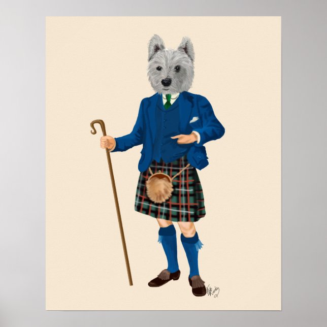 Poster West Highland Terrier à Kilt (Devant)
