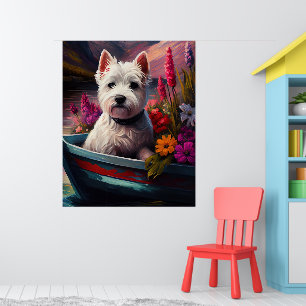 Poster West Highland White Terrier en bateau