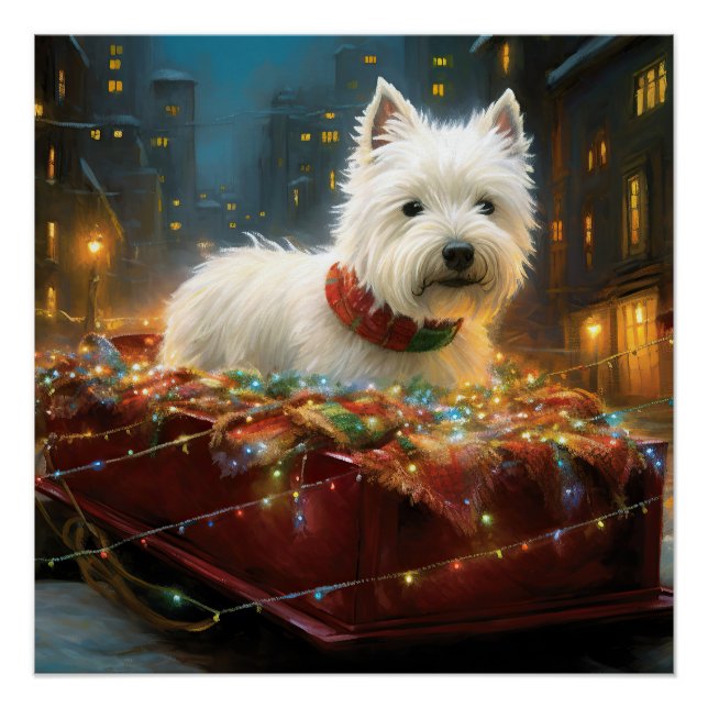 Poster West Highland White Terrier Festif de Noël (Devant)