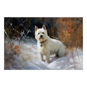 Poster West Highland White Terrier Laissez Tomber la Neig