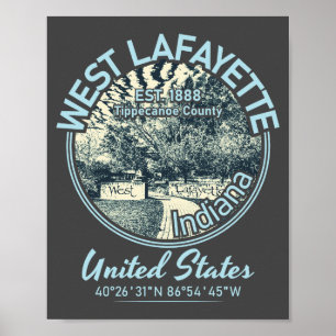 POSTER WEST LAFAYETTE CITY - INDIANA VINTAGE