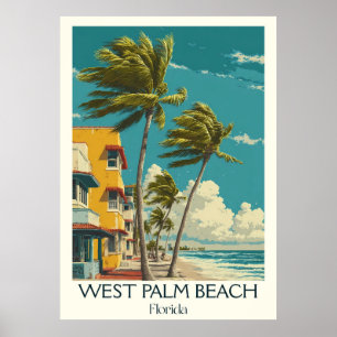 Poster West Palm Beach Floride Vintage City Street Art