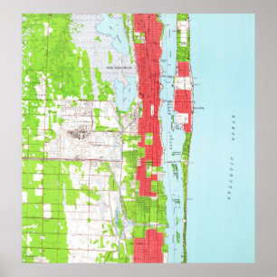 Poster West Palm Beach vintage et Palm Beach FL Map