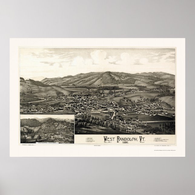 Poster West Randolph, VT Carte panoramique - 1886 (Devant)