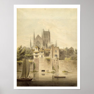 Poster West View of Worcester Cathedral, 1798 (w/c on pap