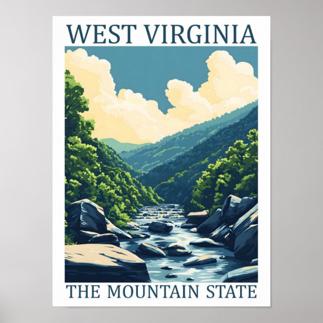 Poster West Virginia the Mountain State USA Travel Place (Devant)