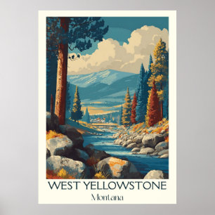 Poster West Yellowstone MT Ski d'hiver Vintage Art