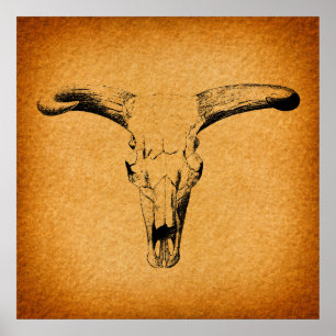 Poster Western Bull Horns