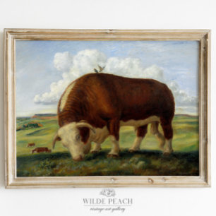 Poster Western Cattle Vintage Farmhouse Painting