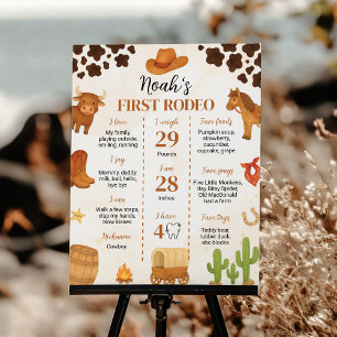Poster Western First Rodeo Cowboy Jalon d'anniversaire