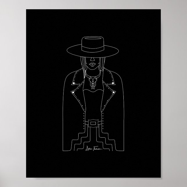 Poster Western Lady Outlaw Black & White Wall Art Imprime (Devant)