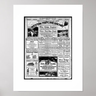 Poster Western Maryland Railway Réimpression touristique