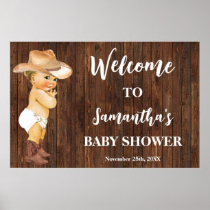 Poster Western Welcome Little Cowboy Baby shower