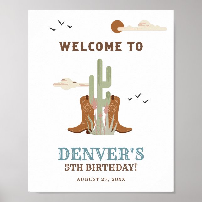 Poster Western Wild West Cowboy fête d'anniversaire Bienv (Devant)