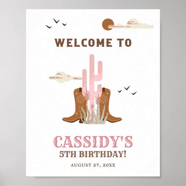 Poster Western Wild West Cowgirl fête d'anniversaire Bien (Devant)