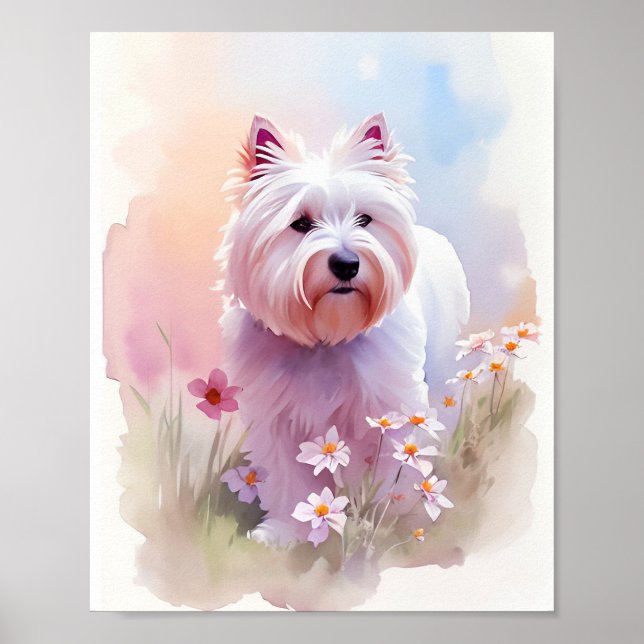 Poster Westie Aquarelle Portrait 1 (Devant)