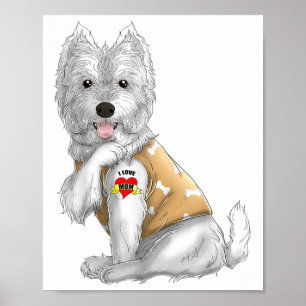 Poster Westie I Love Maman Tattoo Chien Chemise Drôle Mèr