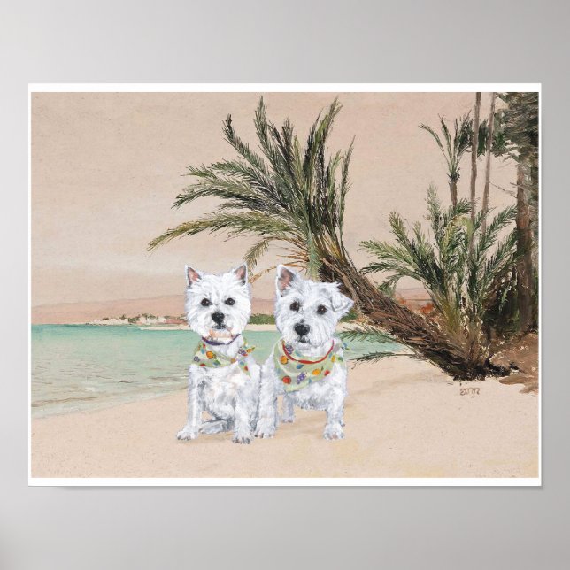 Poster Westies on Palmy Beach (Devant)