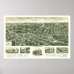 Poster Westwood, carte panoramique de NJ - 1924