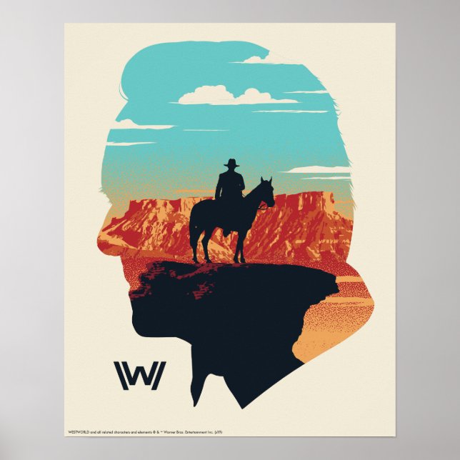 Poster Westworld | Dr Ford Silhouette Of Man en noir (Devant)