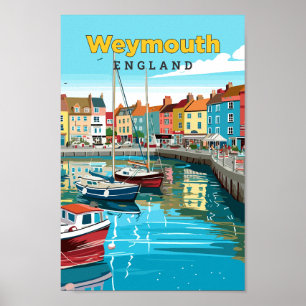 Poster Weymouth England Travel Art Vintage Illustration