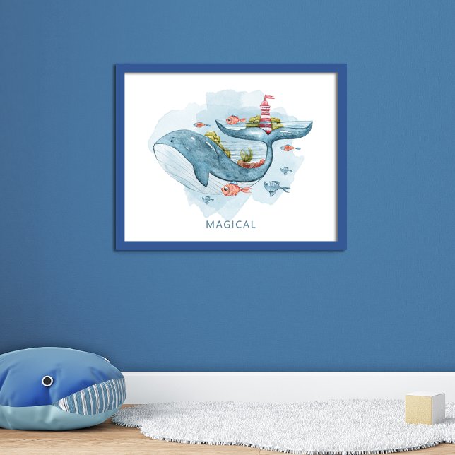 Poster Whale Magical Fantasy Life Watercolor (Créateur téléchargé)