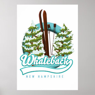 Poster Whaleback New Hampshire - logo de ski rétro