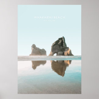 Poster Wharariki Beach, New Zealand Travel Artwork