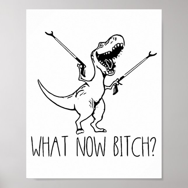 Poster What Now Bich Funny T Rex Dinosaur Saying Quote Me (Devant)