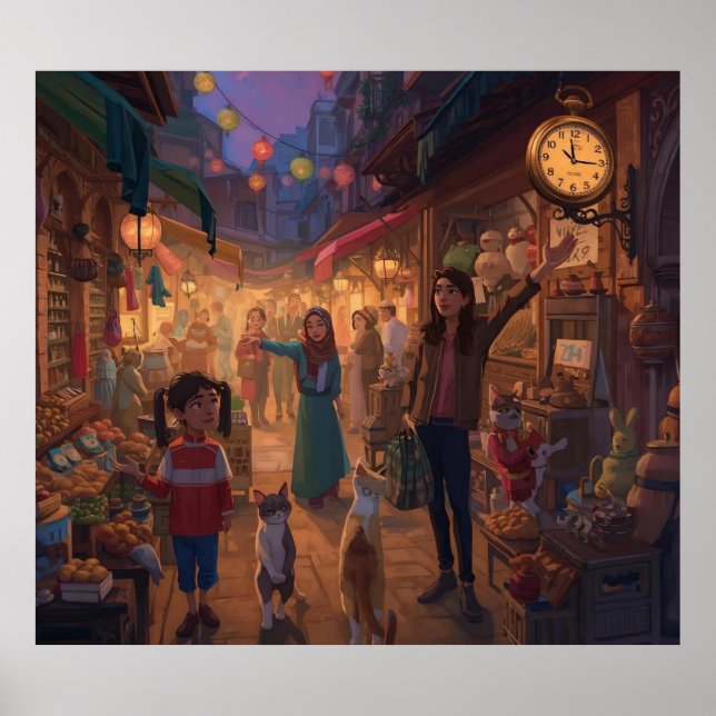 Poster Where Cats Wander and Lanterns Glow (Devant)