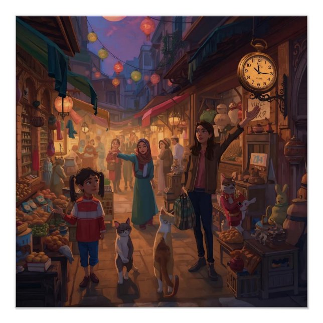 Poster Where Cats Wander and Lanterns Glow (Devant)