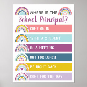Poster Where is School Principal Office Door Sign Rainbow
