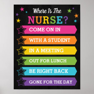 Poster Where is the School Nurse Office Door Sign