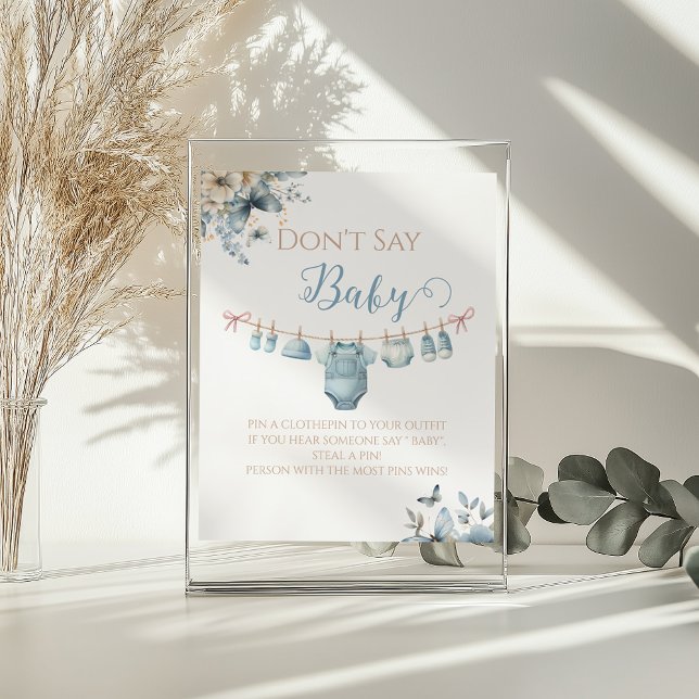 Poster Whimsical Blue Floral Baby Boy Dont Dit Baby Game (Créateur téléchargé)