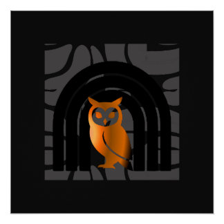 Poster Whimsical Boho Owl & Tropical Monstera Leaf