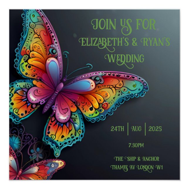 Poster Whimsical Butterfly Romance Faire-part de mariage (Devant)