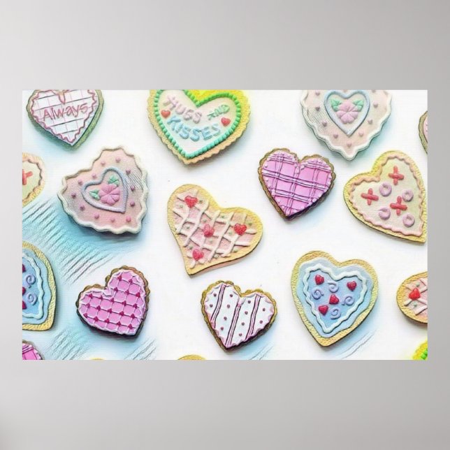 Poster Whimsical coeurs mignons dessin coloré (Devant)