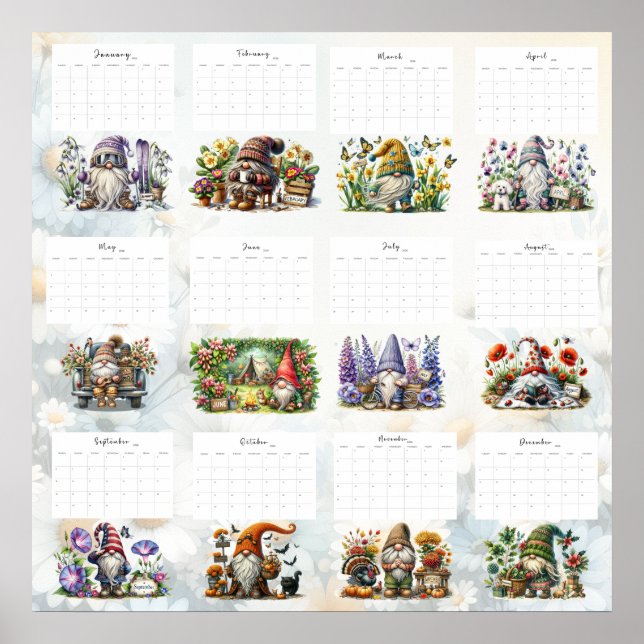 Poster Whimsical Gnome Calendar  (Devant)