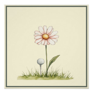 Poster Whimsical Golf Art for Kids Room or Nursery