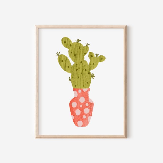 Poster Whimsical Hand-Drawn Potted Cactus Art (Créateur téléchargé)