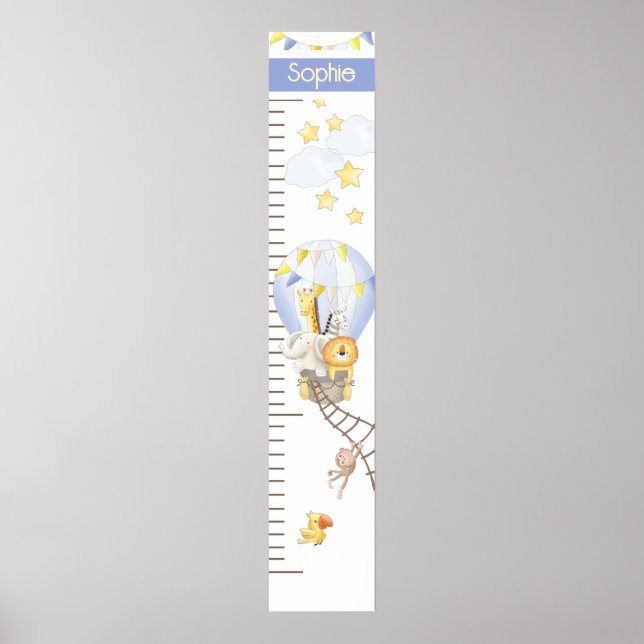 Poster Whimsical Hot Air Balloon Growth Chart (Devant)