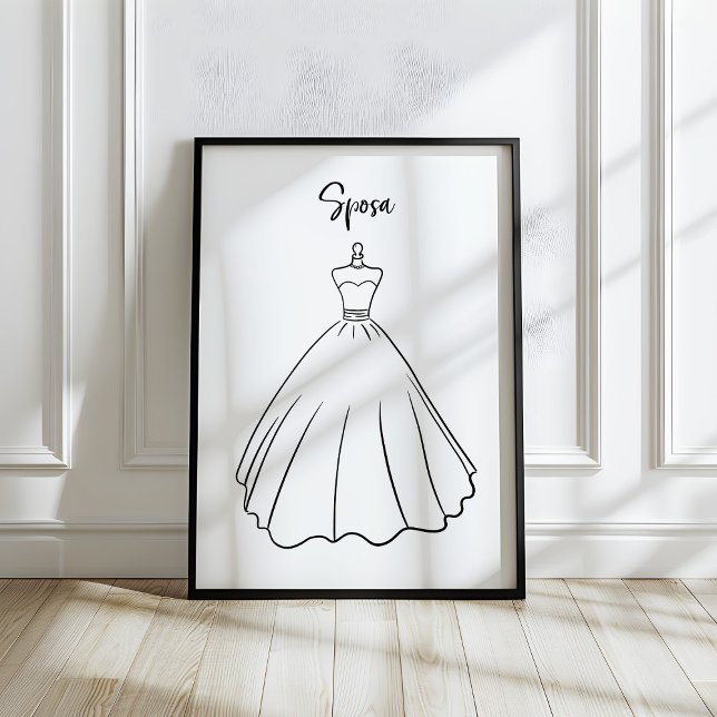 Poster Whimsical Italian Bride Wedding Dress Art (Créateur téléchargé)