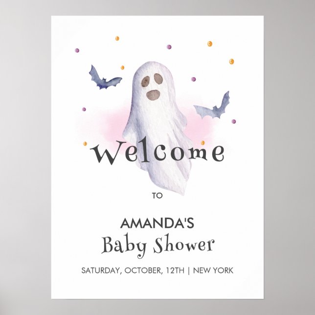 Poster Whimsical Little Boo Halloween Baby shower Bienven (Devant)