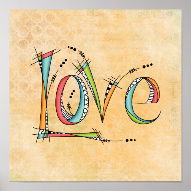Poster Whimsical Love Hand-Lettering (Devant)