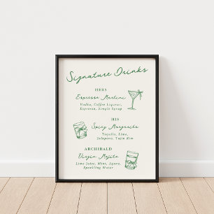 Poster Whimsical Main Drake Signature Boissons Vert