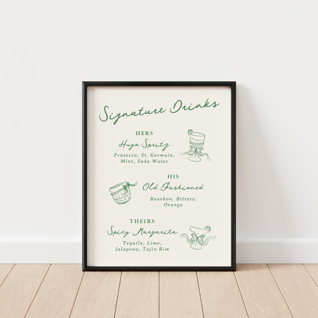 Poster Whimsical Main Drake Signature Boissons Vert (Créateur téléchargé)