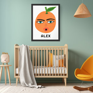Poster Whimsical Orange PERSONNALISÉ NOM DE BÉBÉ Art
