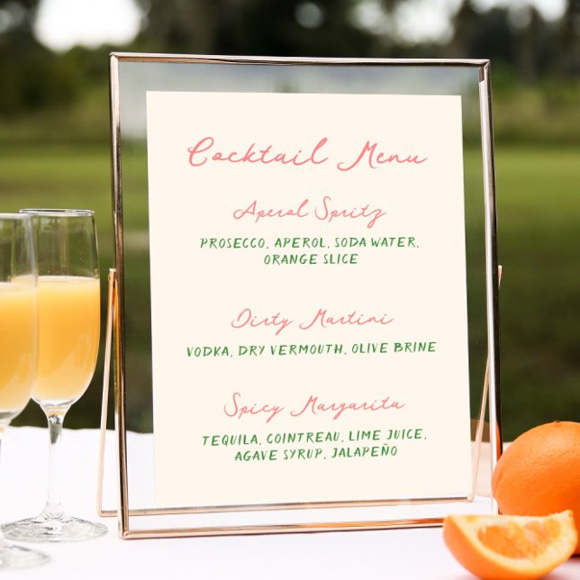 Poster Whimsical Quirky Menu Cocktail manuscrit manuscrit (Créateur téléchargé)