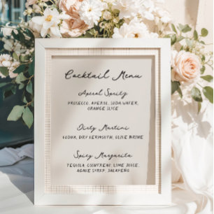 Poster Whimsical Quirky Menu Cocktail manuscrit manuscrit